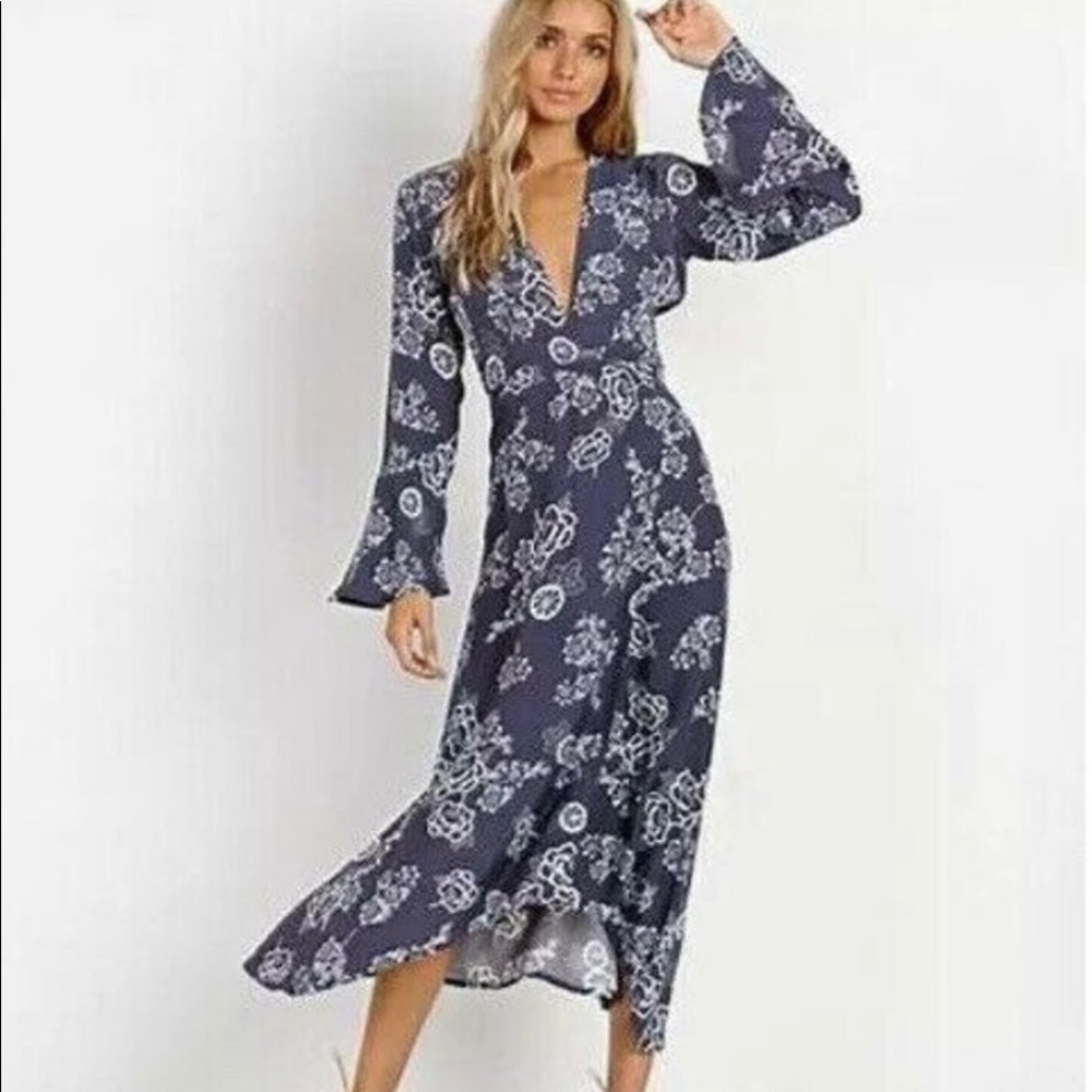 Faithfull the Brand Blue Carioca Wrap Dress Size 4